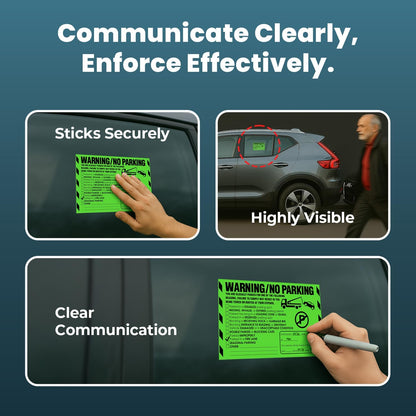 95 MESS Parking Violation Stickers 8x5 in – Green Multi-Reason Warning Labels for Towing & Improper Parking – Super Sticky & Hard to Remove