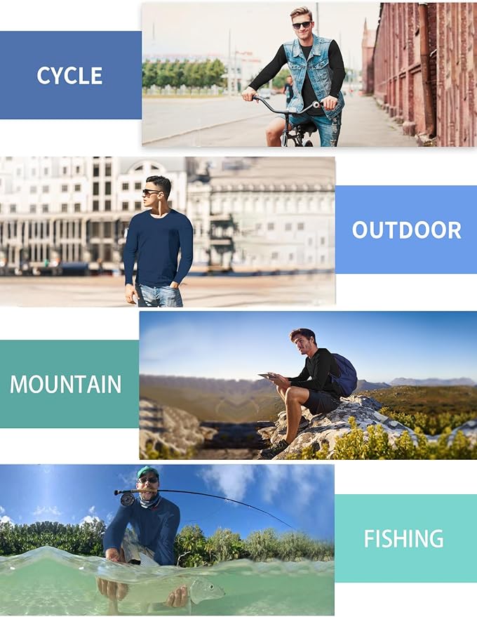 2 Pack Men's UPF 50+ Rash Guard Quick-Dry Long Sleeves Shirts, Swim Fishing Shirts UV Sun Protection Shirts for Men