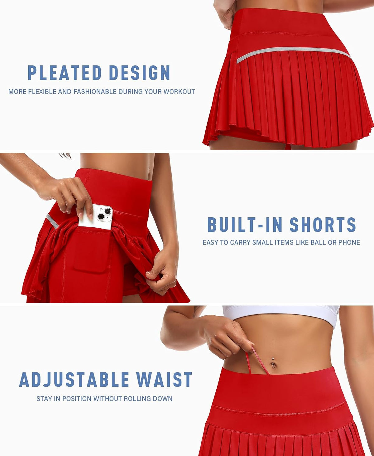 JoyGirl Women's Pleated Tennis Skirt And Shorts High Waisted Skort Mini Skirt Workout Skirt Athletic Workout Skort With Pockets.