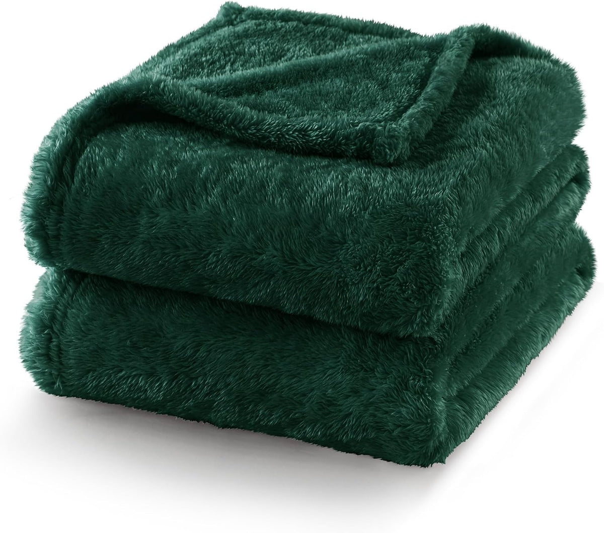 Exclusivo Mezcla Fuzzy Plush Fleece Bed Blanket King Size, Forest Green