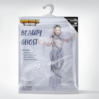 Spooktacular Creations Halloween Haunting Beauty Ghost Girl Costume, Scary Ghost Dress Midnight Costume for Halloween