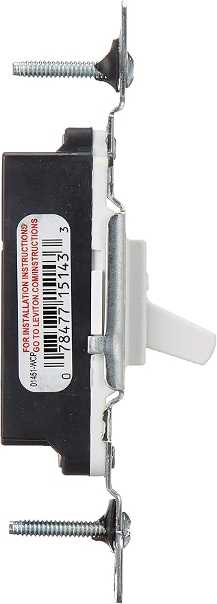Leviton 1451-WCP 15-Amp, 120-Volt, Toggle Framed Single-Pole AC Quiet Switch, Residential Grade, Non-Grounding, White