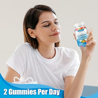 softbear Potassium Gummies for Adults, High Absorption Potassium Magnesium Supplement with Vitamin B6 CoQ10 for Leg Cramps  Muscle Health Sugar-Free Vegan Mixed Fruit Flavor 60 Gummies