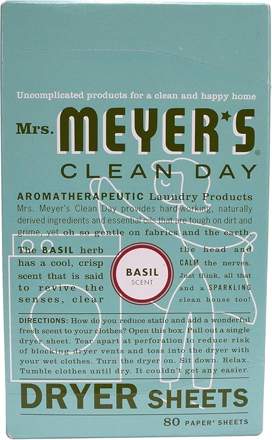 Mrs. Meyer's Clean Day Dryer Sheets - Basil - 80 ct - 2 pk