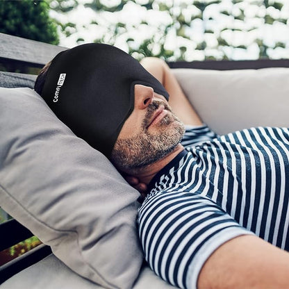 ComfiTECH Head Ice Pack Wrap Cold Cap Cooling Gel Hat, Large, Black