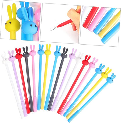 Office Ink Pens Rabbit Design 16pcs Plastic Gel Pens School Writing Stationery Smooth Writing Colorful Random Color