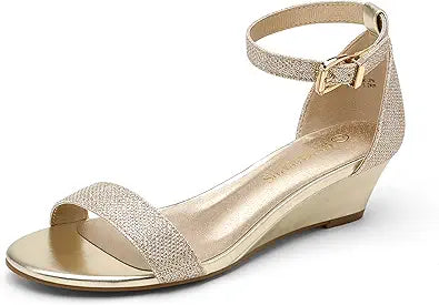 DREAM PAIRS Women's Ingrid Ankle Strap Low Wedge Sandal