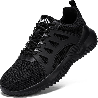 Tinefiy Steel Toe Shoes for Women Lightweight Comfortable Slip On Safety Work Sneakers Cushion Puncture Proof Shoes Indestructible Shoe
