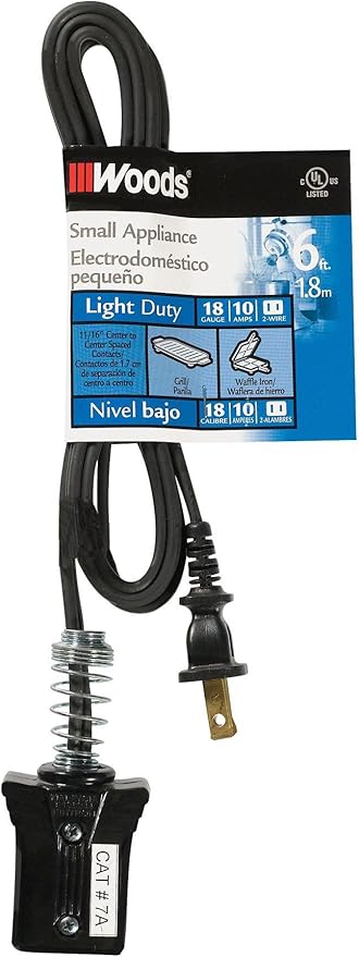 Woods 0291 HPN Small Appliance Cord; 6-Foot; Black