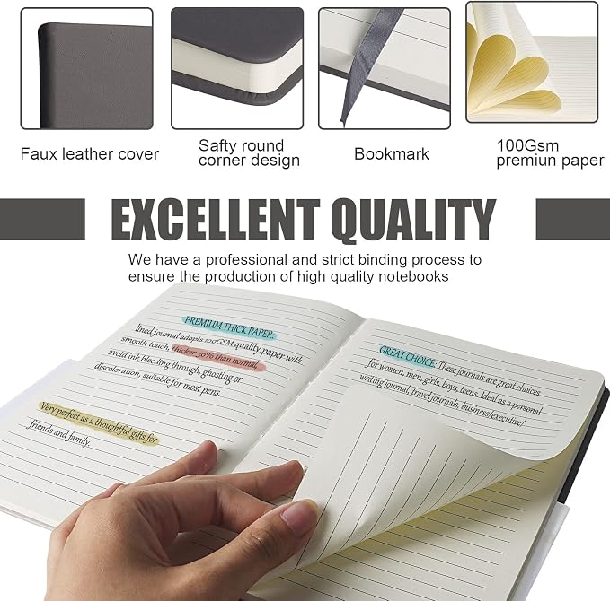Lined Journal Notebook – Hardcover Notebook for Men & Women – Journals for Writing, Work, School, Home & Daily Notes, 160 Pages – Medium A5, 5.7"x8", 100 gsm Thick Paper (Dark Gray)?