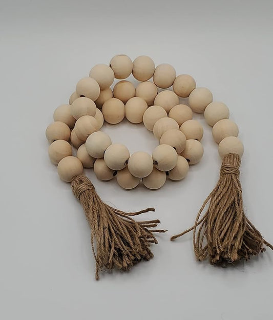 Handmade 24 inches long Natural 20mm Farmhouse Wood Bead Garland