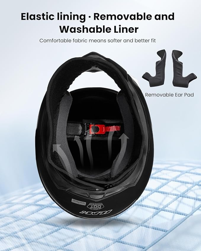 ILM Full Face Motorcycle Street Bike Helmet with Removable Winter Neck Scarf  2 Visors DOT Model-JK313