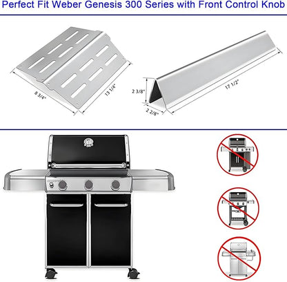 Genesis Grill Parts 17.5" Flavorizer Bars Heat Deflector for Weber Genesis 300 Series Weber E310 E320 E330 EP310 EP320 EP330 Front Control, Grill Replacement Parts for Weber 7620 7622 Accessories