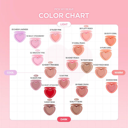 lilybyred Luv Beam Cheek Balm | Heart-Shaped Korean Cream Blush, Semi-Matte Finish, Long-Lasting, Blendable & Buildable, Soft Creamy Texture, Lightweight, Natural Flush, 0.12 oz. (11 Cozy Peach Beige)