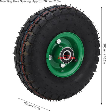 10" Solid Tires, 4.103.504 Solid Rubber Tire Wheels, 250KG Load Bearing, Double Sealed Bearings, for Hand Truck Garden Wagon Cart, Trolley, Dolly Lawn Mover Go Kart Replacement