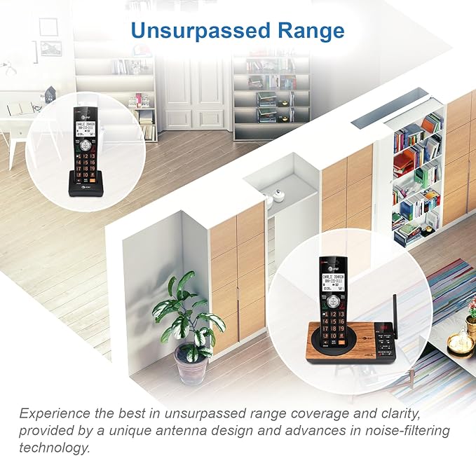 ATT CL80067 Accessory Handset for CL82x07, CL82x57, CL82x67, CL83x07, CL84x07 Series Cordless Phone for Home with Call Blocking, Caller ID Announcer, Intercom, and Long Range, BlackWood Grain Finish