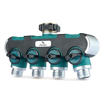 4 Way Garden Hose Splitter, Heavy Duty, Water Hose Manifold, Water Hose Splitter, 4 Way Hose Connector, Spigot Splitter, Faucet Divider Outdoor - Modern