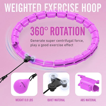 JKSHMYT Weighted Hula Circle Hoops for Adults Weight Loss, Infinity Fitness Hoop Plus Size 47 Inch, 24 Detachable Links, Exercise Hoop Suitable for Women and Beginners