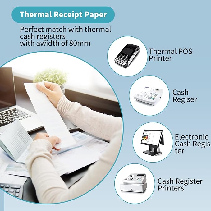 MFLABEL 10 Rolls Thermal Receipt Paper Rolls 3-18 x 230ft Thermal Paper Rolls