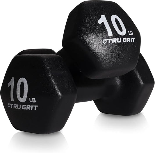 TG TRU GRIT Neoprene Coated Hex Shaped Dumbbell Hand Weight Pairs for Home Gym Exercise Sizes 2, 3, 5, 6, 8, 10, 15 LB