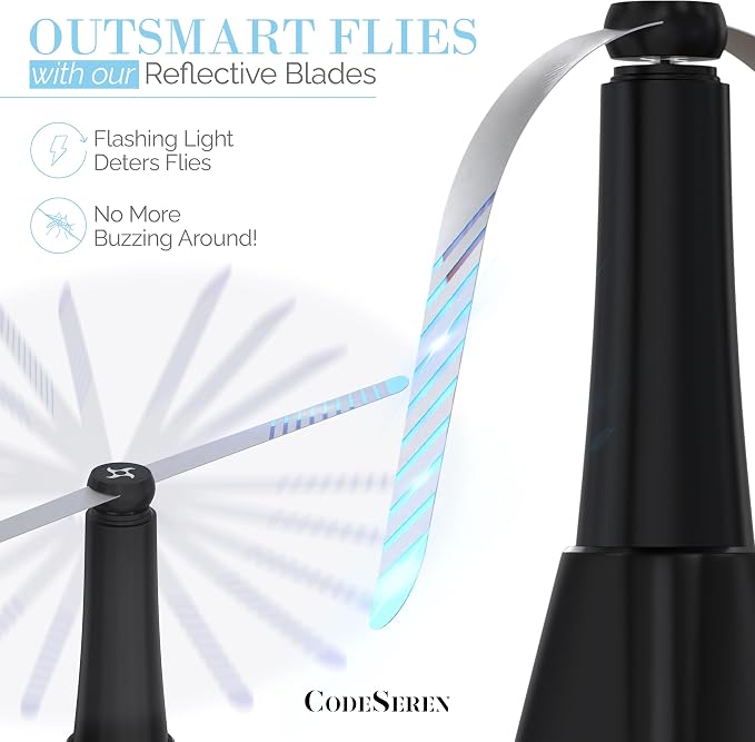 Fly Fans for Tables (4 PCS) - Soundless Fly Swatter Fan for Outdoor Restaurant, Marina, BBQ and Picnic