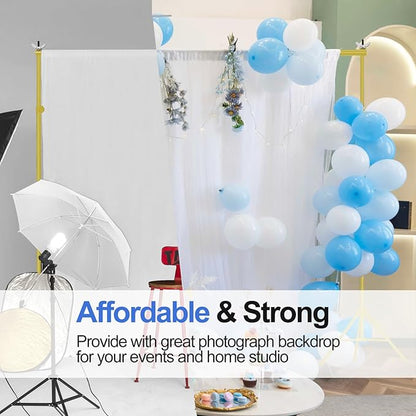 EMART Backdrop Stand 10x7ft(WxH) Photo Studio Adjustable Background Stand Support kit with 2 Crossbars, 8 Clamps, 2 Sandbags and Carry Bag for Parties, Events Decoration, Wedding -Titanium Gold