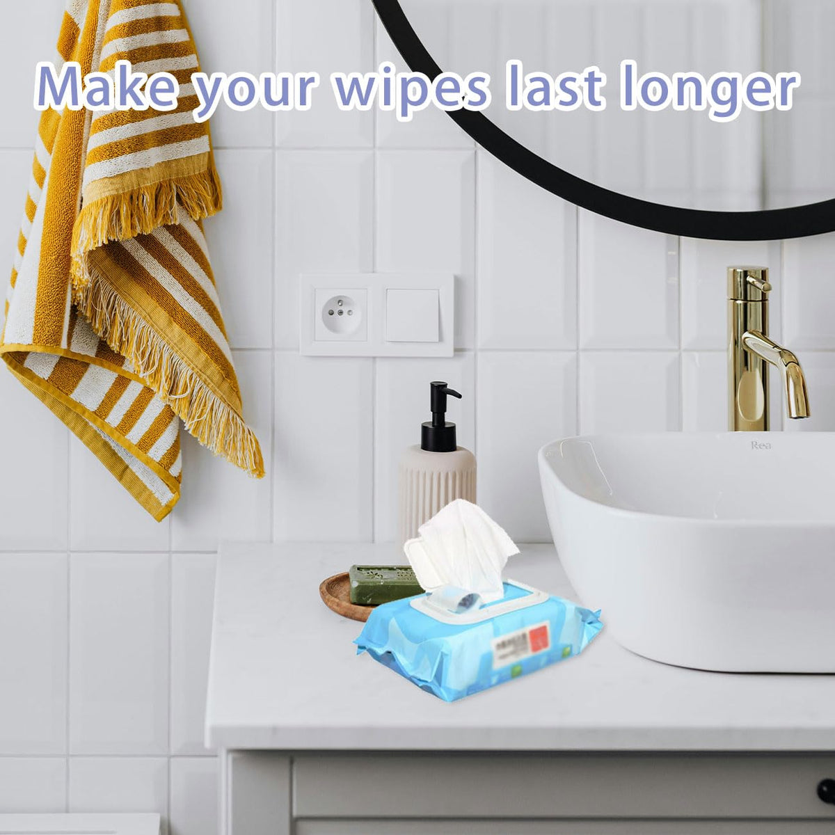 Baby Wet Towel Cover et Towel Cover Flip Cover for Cover Portable Wet Towel Holder Container (White, 6 Pcs)