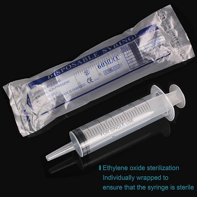 12Pack 60ml Syringe for Liquid - Large Plastic Syringes Without Needle for Jello Shots Food Thick Liquids and Irrigation Water, Lip Gloss Filling, Feeding Dogs Meds, Measuring ( 12 Pack 60 ml  cc )