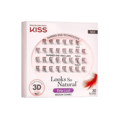 KISS Looks So Natural False Eyelashes Multipack, Lightweight & Comfortable, Tapered End Technology, Reusable, Cruelty-Free, Contact Lens Friendly, Style 'Moved', 30 Count (Pack of 1) Fake Eyelashes