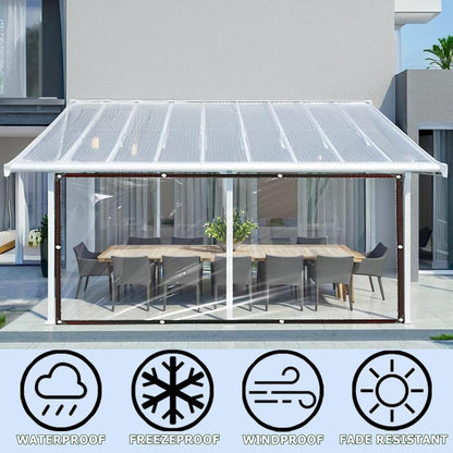 8x10 ft Clear Waterproof Tarp with Grommets, Outdoor Thicken Tarpaulin Windproof Poly Shade Cloth (Does Not Include Rope) for Patio,Porch,Deck,Greenhouse,Henhouse,RV,Camping