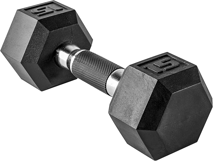CAP Barbell Coated Hex Dumbbell Weight | Multiple Options - Single (15LB)