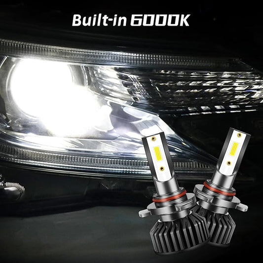 LED Car Headlights With Built-In Driver 6000K Front Headlight White Light 9006 2PC Headlight