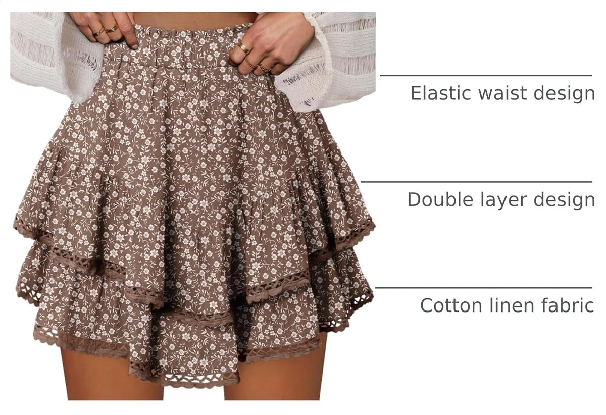 onlypuff Flowy Shorts for Women Ruffle Skorts Mini Skirts High Waisted Teen Gilrs Tennis Skort Summer Shorts