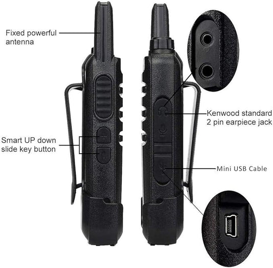 Retevis RT22S Walkie-Talkies Rechargeable,Small Walkie Talkies for Adults,VOX Alarm Channel Signal Display,Compact Two Way Radios for Family Community Gift Skiing(2 Pack)