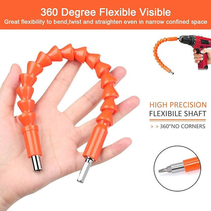 Flexible Drill Bit Extension, 11.6inch Bendable Drill Bit Extension, Universal 14 Flexible Extension for Drill Adaptor Hex Set Orange (21 PCS)