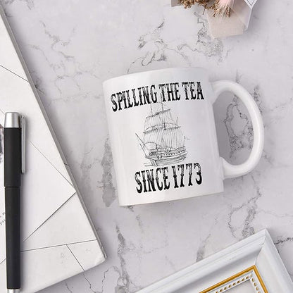 History Teacher Gift Spilling the Tea Since 1773 Coffee Cup, Appreciation Funny History Major Mug, Mugs For History Teacher Men For Woman Birthday Christmas Teacher's Day Gifts White Coffee Mug 11 Oz