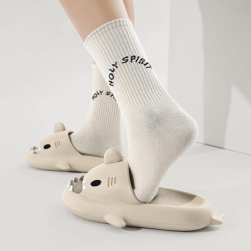 Men's and Women's Shark Slides Cloud Slippers Summer Novelty Open Toe Slide Sandals Anti-Slip Beach Pool Shower Shoes with Cushioned Thick Sole