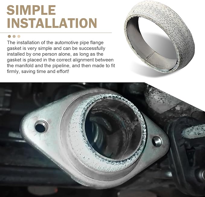 2PCS Exhaust Manifold Gasket, 2.5inch Sealed Exhaust Manifold Gasket, Prevent Leaking Between Exhaust Pipe and Exhaust Manifold, Universal Replacement Donut Gasket