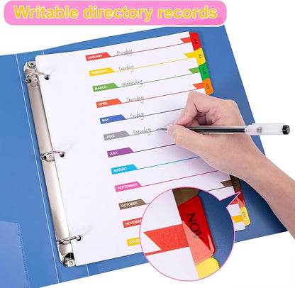 Monthly Dividers for 3 Ring Binder, 12 Month Tabs, Multicolor Month Tabs Binder Dividers - with Table of Contents Page, 3 Set