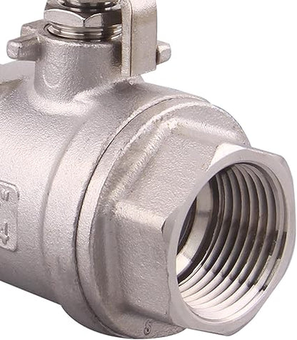 2-PC Ball Valve Stainless Steel - 34" NPT Female Full Port Ball Valve For water oil and gas