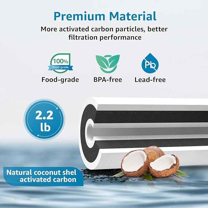AQUA CREST FXHTC 5 Micron 10" x 4.5" Whole House Water Filter Replacement for GE FXHTC, GXWH40L, American Plumber W10-PR, W10-BC, Culligan RFC-BBSA, GXWH35F, W50PEHD, Pentek R50-BB, Pack of 2