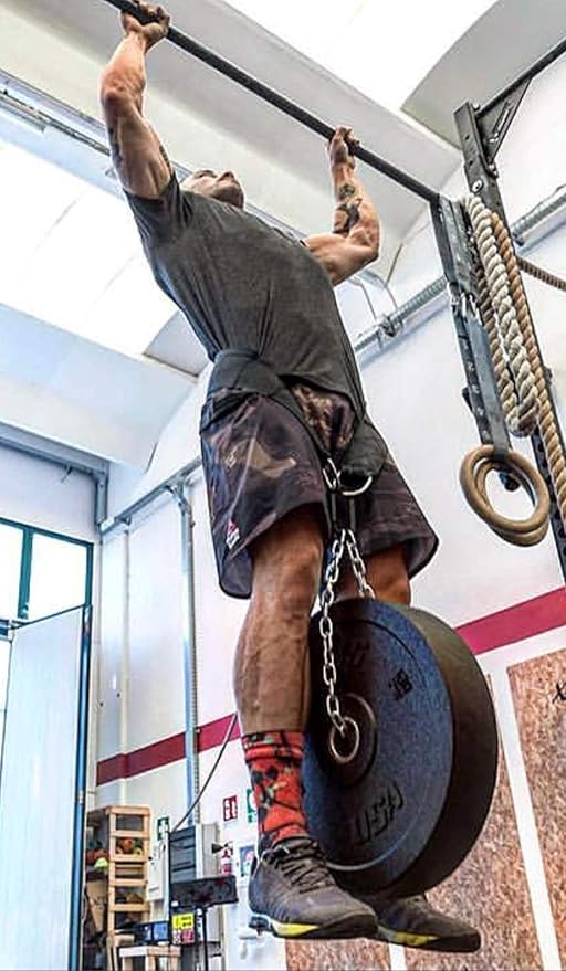 JAYEFO DIP BELT WITH CHAIN INDUSTRIAL STRENGTH STEEL 36 INCHES WEIGHTED CHAIN FOR DIPS PULL UPS WEIGHT LIFTING CROSSFIT - ONE SIZE FITS ALL
