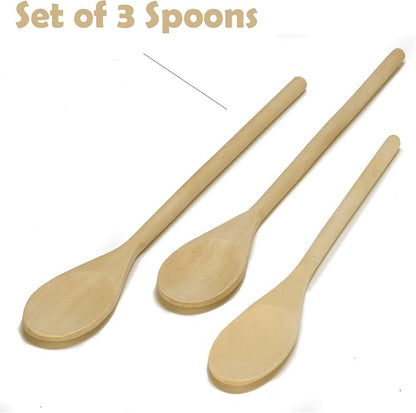 Imusa Wooden Spoons 3-Piece | Maplewood | Non-Scratch | For Cooking | Set of 3