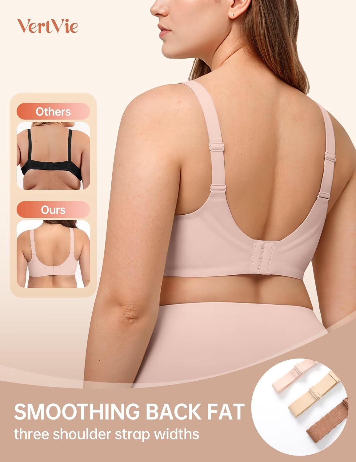 Vertvie Bras for Women No Underwire Wireless Push Up Seamless Full Coverage Comfort Sports Everyday Bra Regular & Plus Size