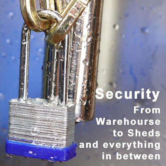 SEPOX Twins Keyed-Alike Padlock, Reinforced Laminated Steel Body 1-916" 40MM, Robust Hardened-Steel Long-Shackle, Pack of 2-Pcs Lock, 4-Pcs Same Keys, Ideal for Locker-Lock  Tool-Box