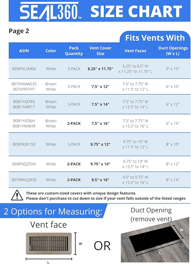 SEAL360 Magnetic Vent Covers (1-Pack), Pockets for Complete Seal, 7.5" X 16" (Brown) for Floor, Wall, or Ceiling Vents and Air Registers, for RV, Home HVAC and AC Vents, Vent Not Included