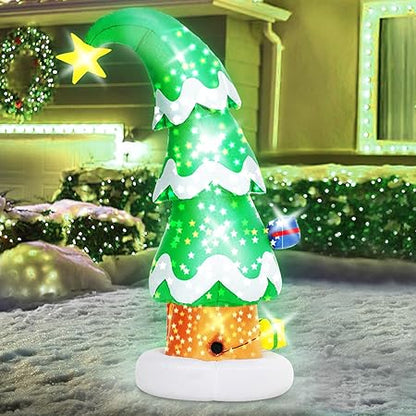 6 FT Christmas Outdoor Inflatable Decorations, Blow Up Christmas Tree with LED Light for Xmas Holiday Party Garden, Yard, Lawn Decor