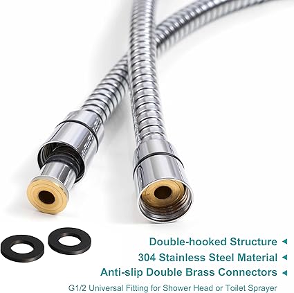 Shower Hose Replacement,79 Inches Extra Long Stainless Steel Handheld Shower Head Hose Attachment with G12 Universal Brass Insert  Nut,Durable Flexible  Anti-twist for Bidet Sprayer,Chrome