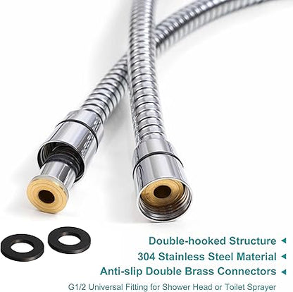 Shower Hose Replacement,79 Inches Extra Long Stainless Steel Handheld Shower Head Hose Attachment with G12 Universal Brass Insert  Nut,Durable Flexible  Anti-twist for Bidet Sprayer,Chrome
