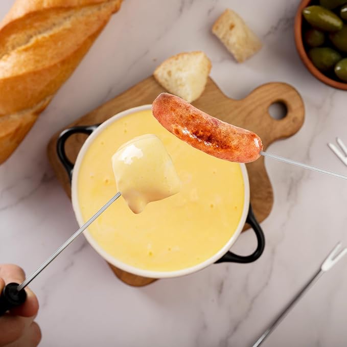 Giantree 6Pcs Fondue Forks Stainless Steel, 9 Inch Fondue Cheese with Heat Resistant, Fondue Sticks Fruit Fork, Chocolate Fondue Set for Chocolate Fountain Cheese Fondue Dessert Meat